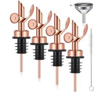 Flaroey 4 PCS Weighted Stainless Steel Pourers Olive Oil Spout Automatic Opening and Closing Spout Rose Gold