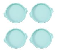 Flaroey 4 Piece Cake Pan Round Cake Layer Set Bakeware Mold for Baking Tool Rainbow Cake and Mousse, Blue, 8Inch