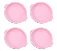 Flaroey 4 Piece Cake Pan Round Cake Layer Set Bakeware Mold for Baking Tool Rainbow Cake and Mousse, Pink, 8Inch