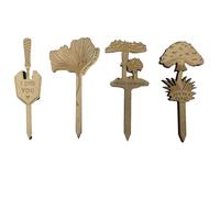 Flaroey 4PCS Encourage Plant Picking Labels Kit Wood Plant Tags Mushroom Vegetable Picking Garden Potted Plant Picking Labels Set Kit