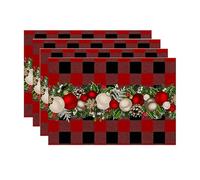 Flaroey 4PCS Xmas Trees Snow Pink Christmas Placemats Winter Table Mats for Kitchen Dining Decoration E