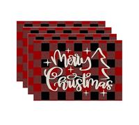 Flaroey 4PCS Xmas Trees Snow Pink Christmas Placemats Winter Table Mats for Kitchen Dining Decoration H