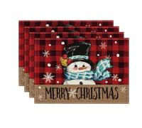 Flaroey 4PCS Xmas Trees Snow Pink Christmas Placemats Winter Table Mats for Kitchen Dining Decoration L