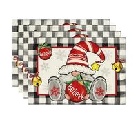 Flaroey 4PCS Xmas Trees Snow Pink Christmas Placemats Winter Table Mats for Kitchen Dining Decoration A