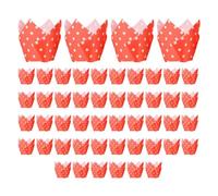 Flaroey 50PCS Newspaper Style Cupcake Liner Baking Cup for Wedding Party Tulip Muffin Cupcake Paper Cup Oilproof Cake Easy Install Easy to Use D