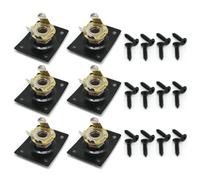 Flaroey 6Pcs Square Guitar Input Jack,Guitar Output Jack Plate, Guitar Jack Socket, Electric Guitar Part Kit Black