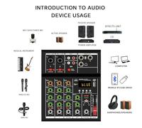 Flaroey -A4 Professional Portable Digital Dj Console with USB Mixer Border Live Singing 4 Channel Audio Mixer White 1 Piece
