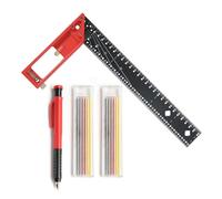 Flaroey Adjustable 12in Framing Square Ruler for Woodworking - Includes Carpenter Pencil and 12 Refills