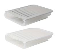 Flaroey Automatic Rolling Egg Box Refrigerator Crisper Egg Basket Storage Container Kitchen Storage Box Gray&White