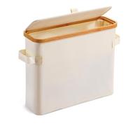 Flaroey Bamboo Toilet Paper Storage Toilet Paper Stand with Bamboo Lid for Restroom Closet Bathroom Creamy-White