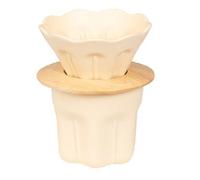 Flaroey Ceramics Hand-Brewed Coffee Filter Cup Coffee Pour over Kettle Set Coffee Set High Temperature Resistance,Light Yellow