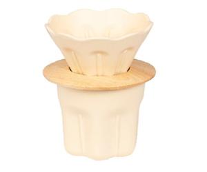 Flaroey Ceramics Hand-Brewed Coffee Filter Cup Coffee Pour over Kettle Set Coffee Set High Temperature Resistance,Light Yellow