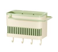 Flaroey Chopstick Holder Kitchen Wall-Mounted Storage Box Multi-Function Punch-Free Drain Rack Green