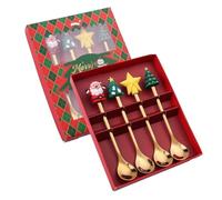 Flaroey Christmas Set Gift Tableware Spoon & Fork Set Dessert Spoon Fruit Fork Coffee Spoon Tableware Set D
