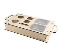 Flaroey Couch Arm Table Clip-on Sofa Armrest Tray with 2 Stainless Steel Bowls, Portable Wooden Snack with Drink Holders Easy Install C