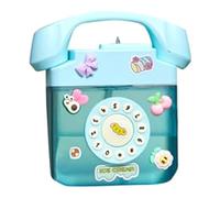 Flaroey Creatives Retro Telephone Shape Water Bottle with Adjustable Shoulder Strap, Drinking Bottles with 3D Sticker (Blue)