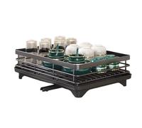 Flaroey Cutlery Storage Rack, Stainless Steel Cutlery Drying Rack, Adjustable Kitchen Plate Storage Rack with Drainboard B