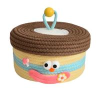 Flaroey Desktop Storage Basket with Lid Woven Snack Storage Box Coffee Table Living Room Woolen Toys Storage Basket A