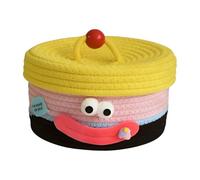 Flaroey Desktop Storage Basket with Lid Woven Snack Storage Box Coffee Table Living Room Woolen Toys Storage Basket D