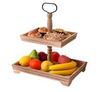 Flaroey Dessert Stand Double Layer Cake Tray Dessert Decoration Tray Display Stand,Light Roasted Color