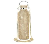Flaroey Diamond Stainless Steel Water Bottle Portable Glitter Rhinestone Water Bottle Crossbody Bling Thermal Flask 600ml D