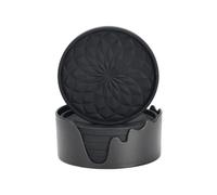 Flaroey Diamond Thread Coasters Heat- Coasters Food-Grade Silicone Round Coasters Tea Coasters Placemats (Black)