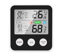 Flaroey Digital Mini Thermo-Hygrometer Mini Hygrometer Temperature Gauge Digital Mini Thermo-Hygrometer Indoor Black