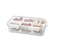 Flaroey Divided Food Serving Tray with Lids Stackable Snackle Box with 6 Dividers Fruit&Veggie Storage Container for Fridge