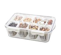 Flaroey Divided Serving Tray with Lid 8 Compartment Veggies Tray Portable Square Snackle Box Stackable Travel Storage Containers Easy to Use