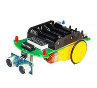 Flaroey DIY Ultrasonic Ranging and Obstacle Avoidance Car Welding Kit Microcontroller Smart Car Programming Practice Easy to Use