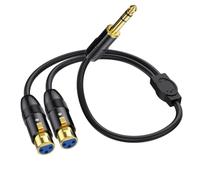 Flaroey Dual Female XLR to 1/4 Inch TRS Stereo Male Plug Y-Splitter Cable 2-XLR Female to Quarter Inch Adapter Patch Cord-A