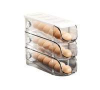 Flaroey Egg Storage Box Odor-Proof Egg Rack Stackable Egg Rack Organizer for Refrigerator with Auto Rolling Feature A