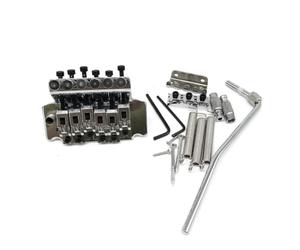 Flaroey Electric Guitar Double Locking Vibrato System, 6-String Base, R2 42/R3 43mm Nut, Chrome Plated Silver