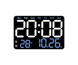Flaroey Electronic Wall Clock Temperature Date Display Table Clock Wall-Mounted Digital LED Alarm Clocks for Home A