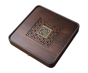 Flaroey Elegant Small Bamboo Tea Tray with Water Storage and Drainage System for Efficient Tea Making A