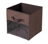 Flaroey Fabric Cube Storage Box Transparent Storage Box for Closet Foldable Storage Box Brown