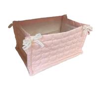 Flaroey Fabric Quilted Storage Basket Desktop Organizer Fabric Storage Basket Fabric Home Decoration Pink