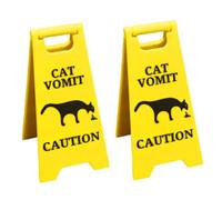 Flaroey Fashion Funny Cat Vomit Sign Bright Yellow Gift Warning Sign Cat Vomit Sign for Cat Lover