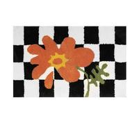 Flaroey Flower Bath Mats Soft Plush Checkerboard Grids Soft Floral Bathroom Carpet Bedside Carpet Decor Anti Slip Floor Mat D