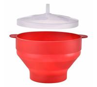 Flaroey Foldable Oven Bowl Popcorn Bowl Round Portable Popcorn Bowl with Lid for Home Use Red