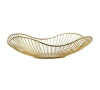 Flaroey Fruit Basket Iron Container Bowl Drain Display Home Table Snacks Storage Bread Tray High Gold Color