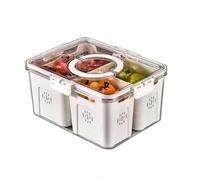 Flaroey Fruit Tray for Large Picnic Refrigerator Food Storage Transparent Snack Box in Kitchen 3 Grids