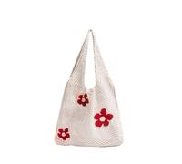 Flaroey Fruit Vegetables Storage Reticule Woven String Handbag Shop Grocery Tote Khaki White