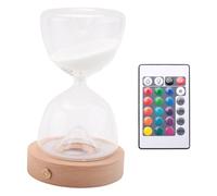 Flaroey Glass Hourglass Sand Timer Remote Control 15 Minutes Wood Bottom Desk Decoration