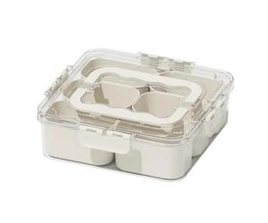 Flaroey Grids Divided Serving Tray Storage Box Portable Sub-Format Seasoning Separator Box -Keeping Snack Fruits Food Box A