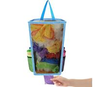 Flaroey Hanging Breathable Plastic Grid Garbage Bag Socks Sundries Storage Organizers Kitchen Bathroom Storage Bag Blue
