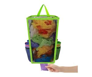 Flaroey Hanging Breathable Plastic Grid Garbage Bag Socks Sundries Storage Organizers Kitchen Bathroom Storage Bag Green