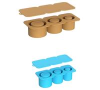 Flaroey Ice-Cube Tray for Cup Tumbler Cup, Cylinder-Shaped Silicone Ice Mold with Lid for Freezer,Brown & Blue