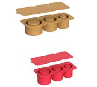 Flaroey Ice-Cube Tray for Cup Tumbler Cup, Cylinder-Shaped Silicone Ice Mold with Lid for Freezer,Brown & Red