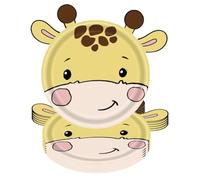 Flaroey Jungle Animal Theme Paper Plate Animal Disposable Plates Cutlery Set for Wild Animal Theme Baby Baptism Fawn